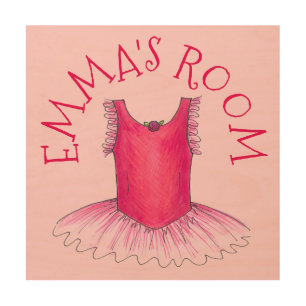Personalized Pink Ballet Tutu Ballerina Dance Wood Wall Decor