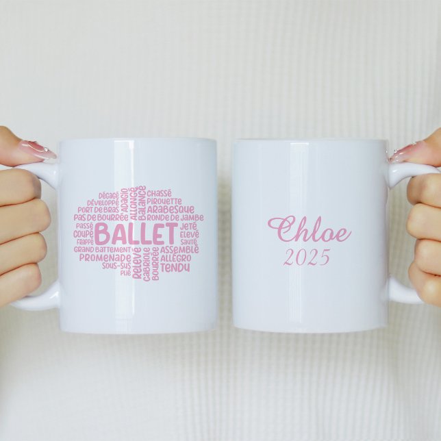 Personalized Pink Ballet Typrography Mug (Creator Uploaded)