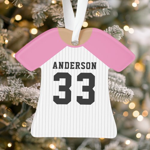 Personalized Pink Baseball Jersey Ornament