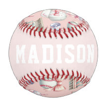 Personalized Pink Baseball – Name Girl Birthday