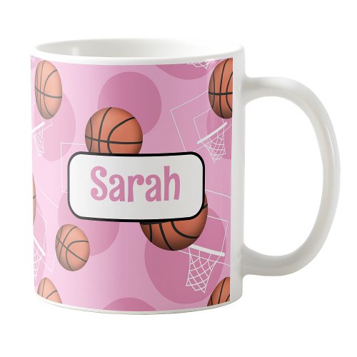 Personalized Pink Basketball Mug