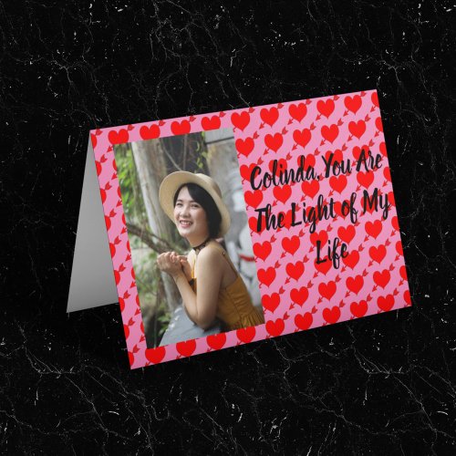 Personalized Pink Be My Valentine Red Heart Card