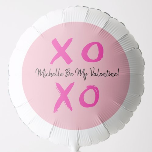 Personalized Pink Be my Valentine XOXO pink Balloon