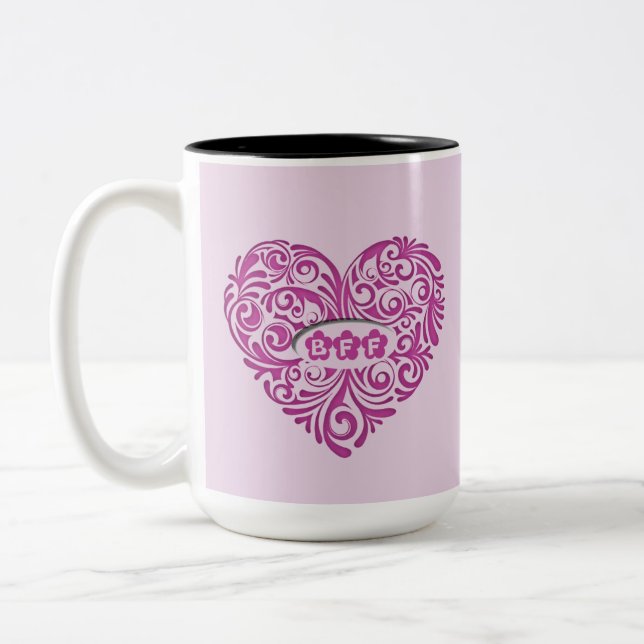 Personalized Pink BFF Heart Mug (Left)
