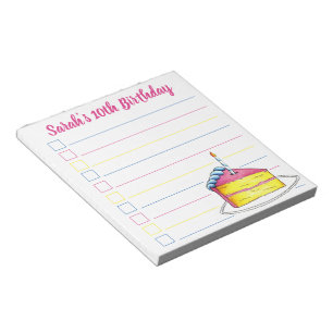 Personalized Pink Birthday Cake Party Favor Notepad