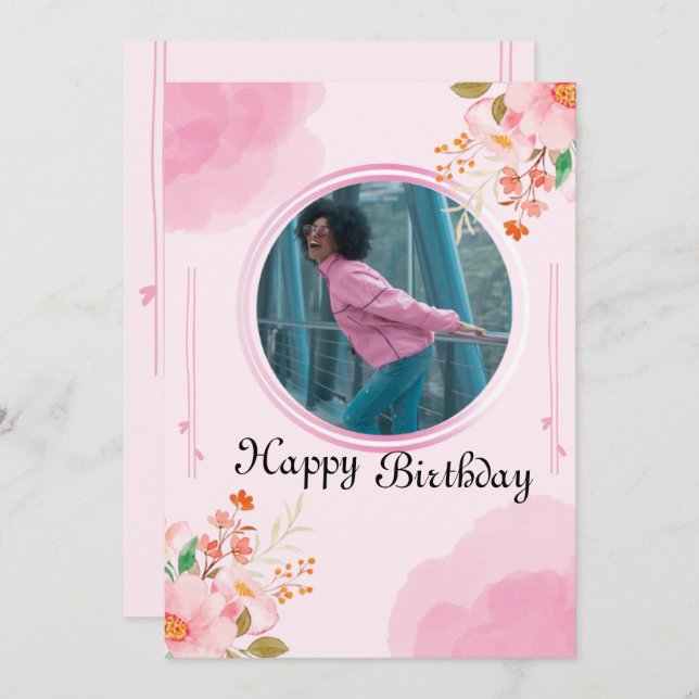 Personalized Pink Birthday Invitation (Front/Back)