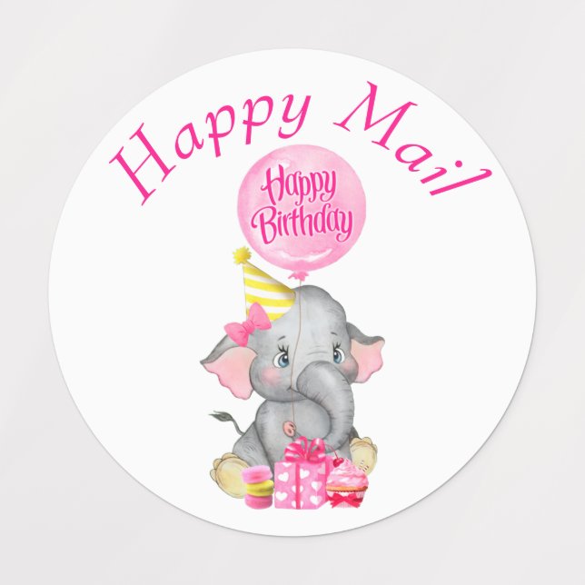  Personalized Pink Birthday Labels (Design 1)