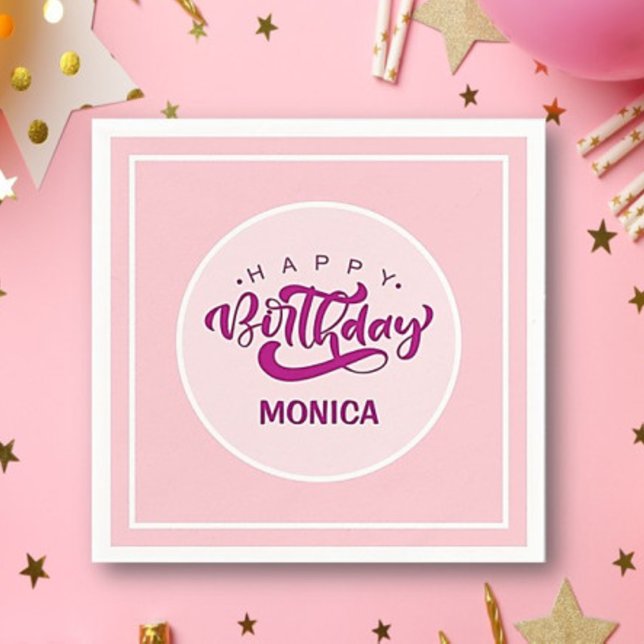 Personalized Pink Birthday Party Napkins (Creator Uploaded)