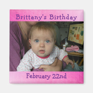 Personalized Pink Birthday Reminder Magnet