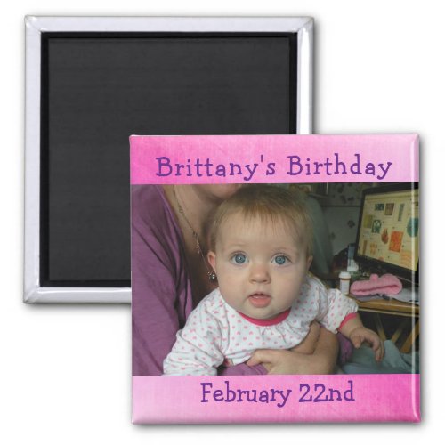 Personalized Pink Birthday Reminder Magnet