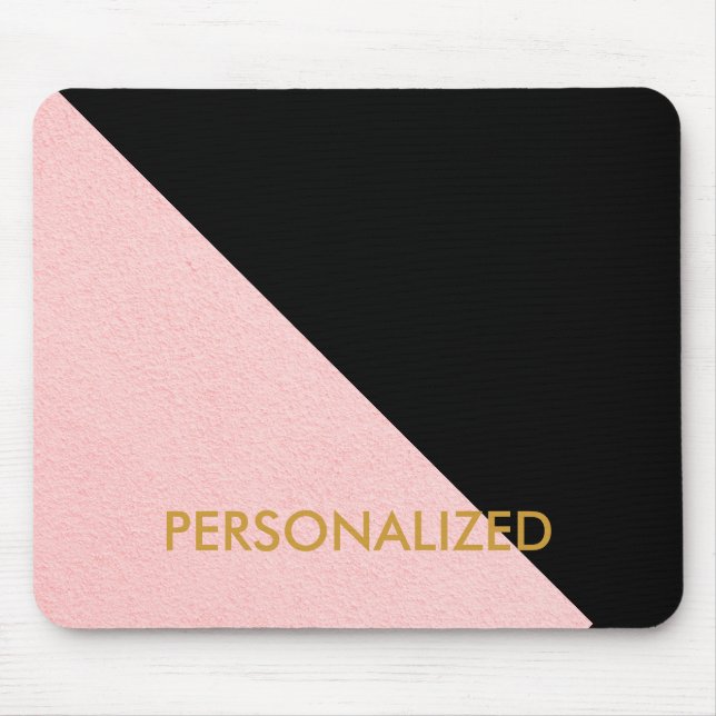 Personalized Pink & Black Abstract Pattern Mouse Pad (Front)