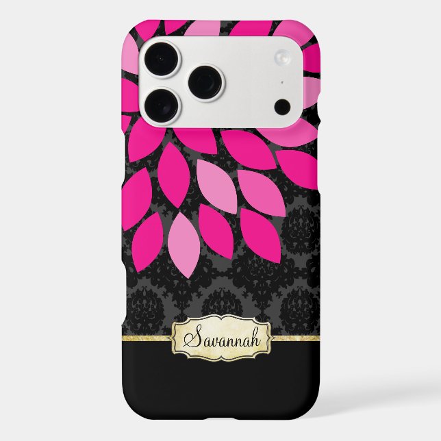 Personalized Pink Black and Gold Case-Mate iPhone Case (Back)