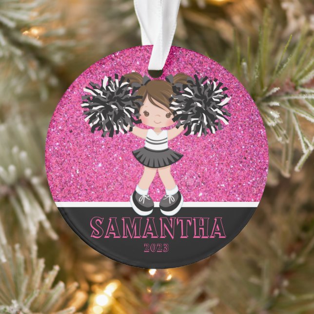 Personalized Pink & Black Cheerleading Ornament  (Tree)