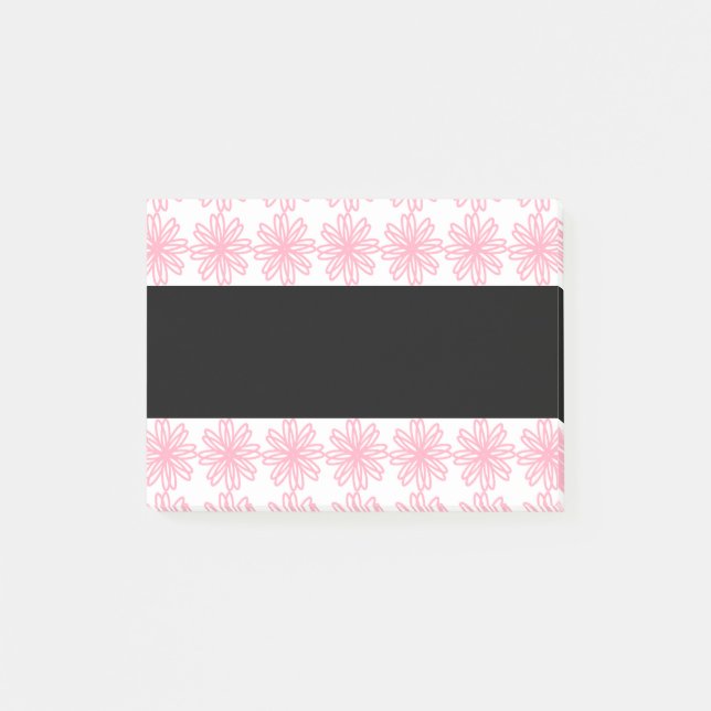 Personalized Pink & Black Floral Post-it Notes (Front)