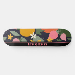 Personalized Pink Black Girly Flower Skateboard