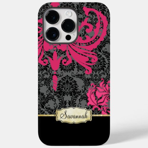 Personalized Pink Black Gray and Gold  Case_Mate iPhone 14 Pro Max Case