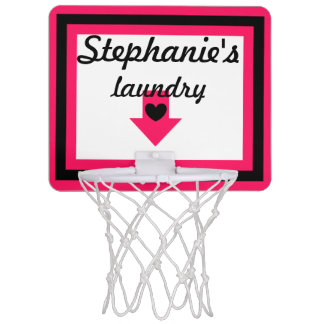 Personalized Pink & Black Laundry Basketball Hoop