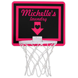Personalized Pink & Black Laundry Basketball Hoop