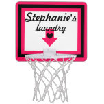 Personalized Pink &amp; Black Laundry Basketball Hoop at Zazzle
