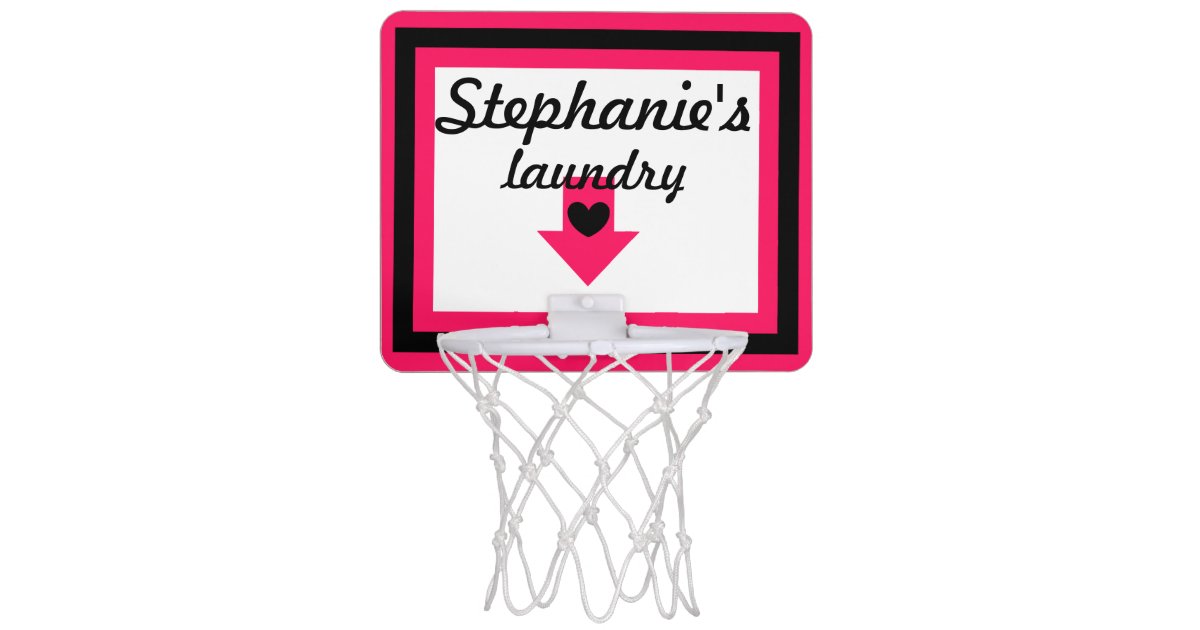 Personalized Pink Black Laundry Basketball Hoop Zazzle Com