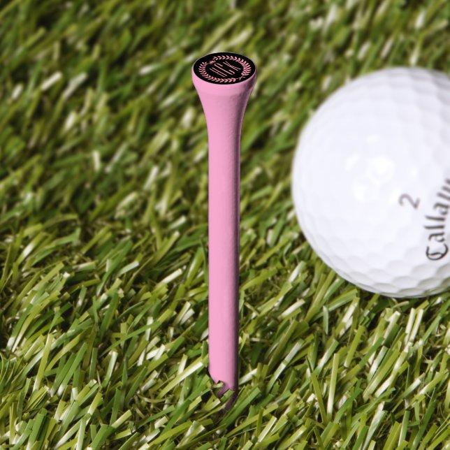 Personalized Pink &  Black Laurel Wreath Golf Tees (Grass)