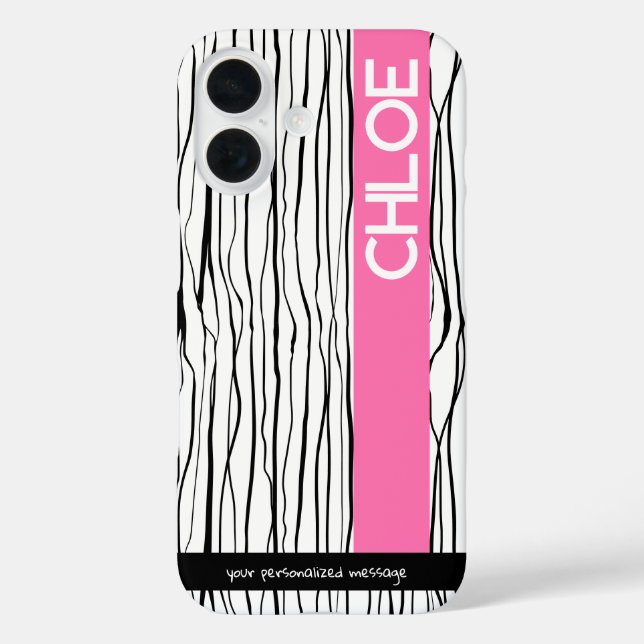 Personalized Pink & Black Modern  Case-Mate iPhone Case (Back)
