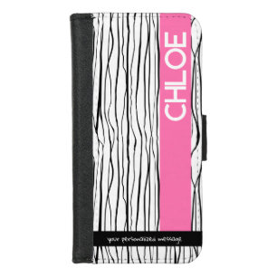 Personalized Pink & Black Modern  iPhone 8/7 Wallet Case