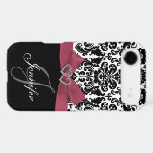 Personalized Pink, Black Ornate Damask Case (Back (Horizontal))