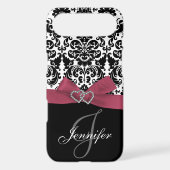 Personalized Pink, Black Ornate Damask Case (Back)