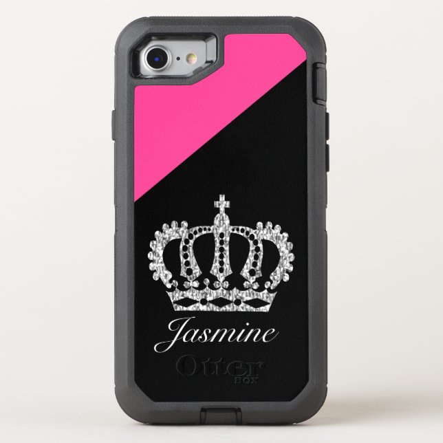 Personalized Pink & Black Otterbox iPhone Case (Back)