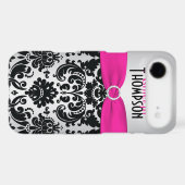 Personalized Pink, Black, Silver Damask Case-Mate iPhone Case (Back (Horizontal))