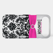 Personalized Pink, Black, Silver Damask Case-Mate iPhone Case (Back (Horizontal))