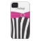 Personalized Pink, Black, White Zebra Striped