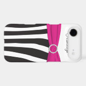 Personalized Pink, Black, White Zebra Striped Case-Mate iPhone Case (Back (Horizontal))