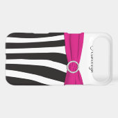 Personalized Pink, Black, White Zebra Striped Case-Mate iPhone Case (Back (Horizontal))
