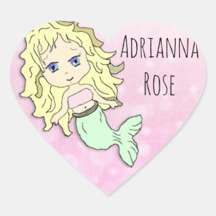 Personalized Pink Blonde Mermaid Stickers