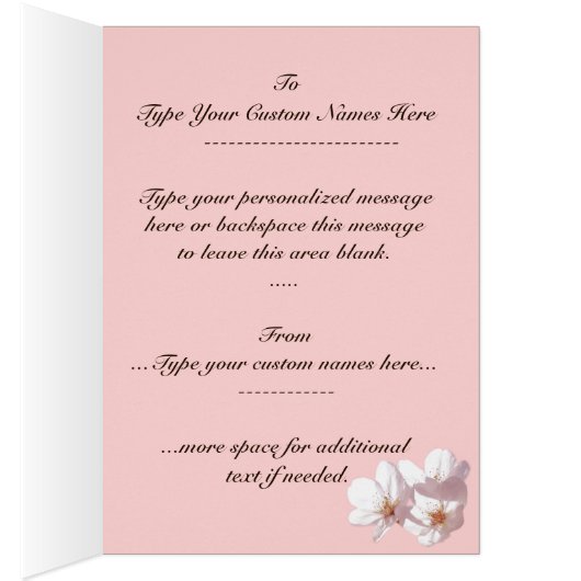 Personalized Pink Blossom Card Pink Flowers Card (Inside (Right))