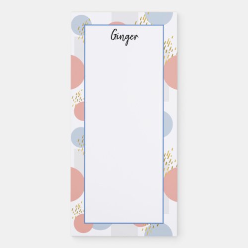 Personalized Pink Blue Boho Style Magnetic Notepad