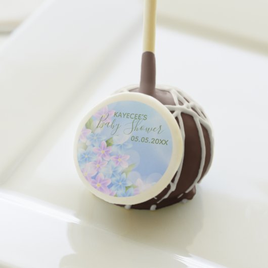 Personalized Pink & Blue Floral Baby Shower Cake Pops (Front Insitu)