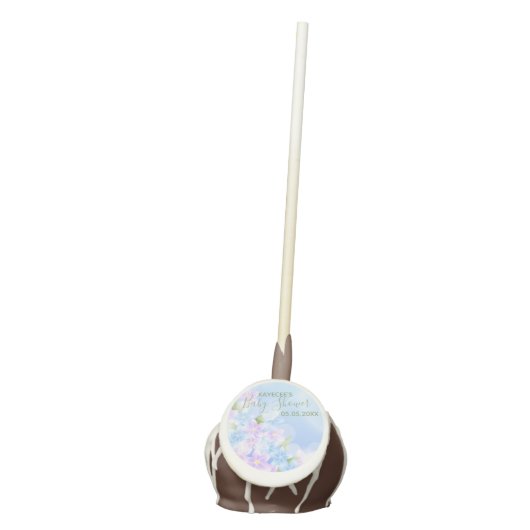 Personalized Pink & Blue Floral Baby Shower Cake Pops (Front)