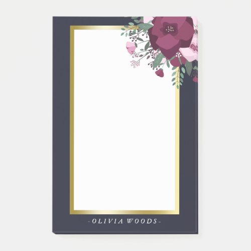 Personalized Pink  Blue Floral Post_it Notes