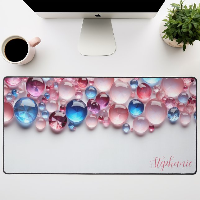 Personalized Pink & Blue Gemstone Desk Mat (Creator Uploaded)