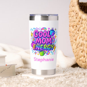 Personalized Pink Blue Neon Mom Mother Mama Gift Insulated Tumbler