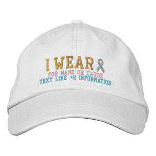 Personalized Pink Blue Ribbon Awareness Embroidery Embroidered Baseball Hat