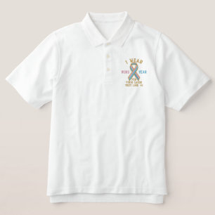 Personalized Pink Blue Ribbon Awareness Embroidery Embroidered Polo Shirt