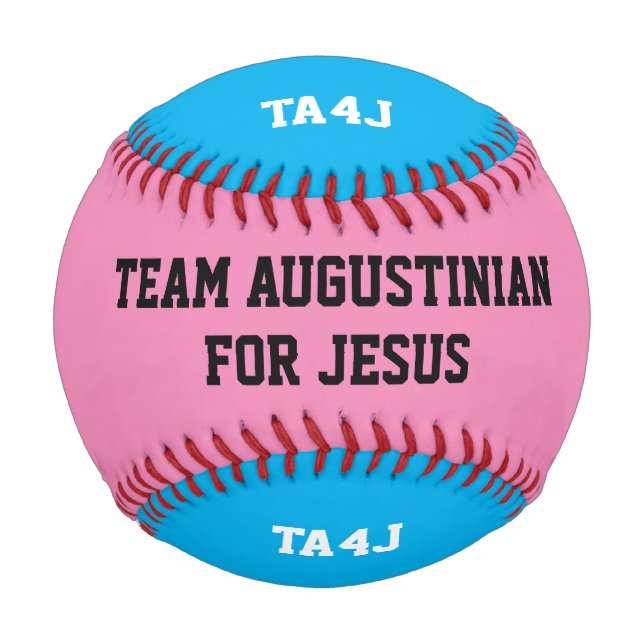 Personalized Pink Blue TEAM JESUS Monogram Baseball (Front)