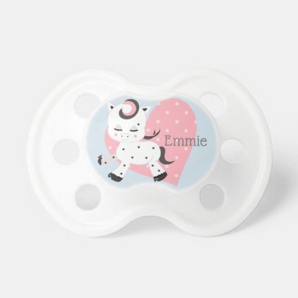 Personalized Pink Blue White Pony Stars Hearts Pacifier