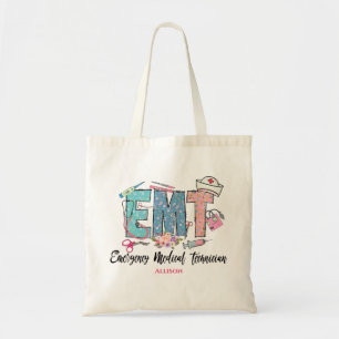 Personalized Pink Blue Women's EMT Tote Bag