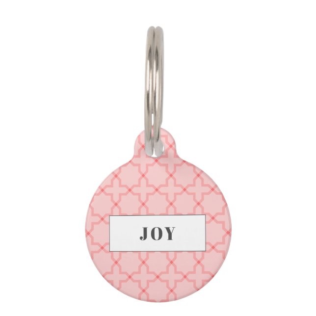 Personalized Pink Blush Pattern Pile Pet ID Tag (Front)