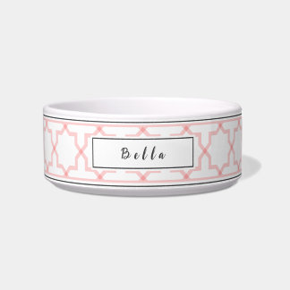 Personalized Pink Blush & White Star Pattern Bowl